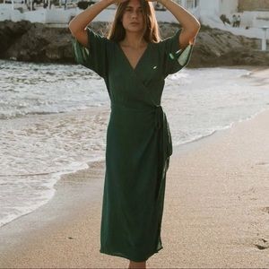 BILLABONG Shorebreak green sage wrap midi dress